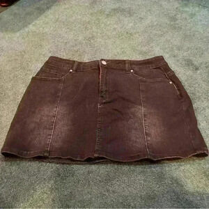 Womens just quella black denim a-line skirt Distressed sz XL- NWOT
